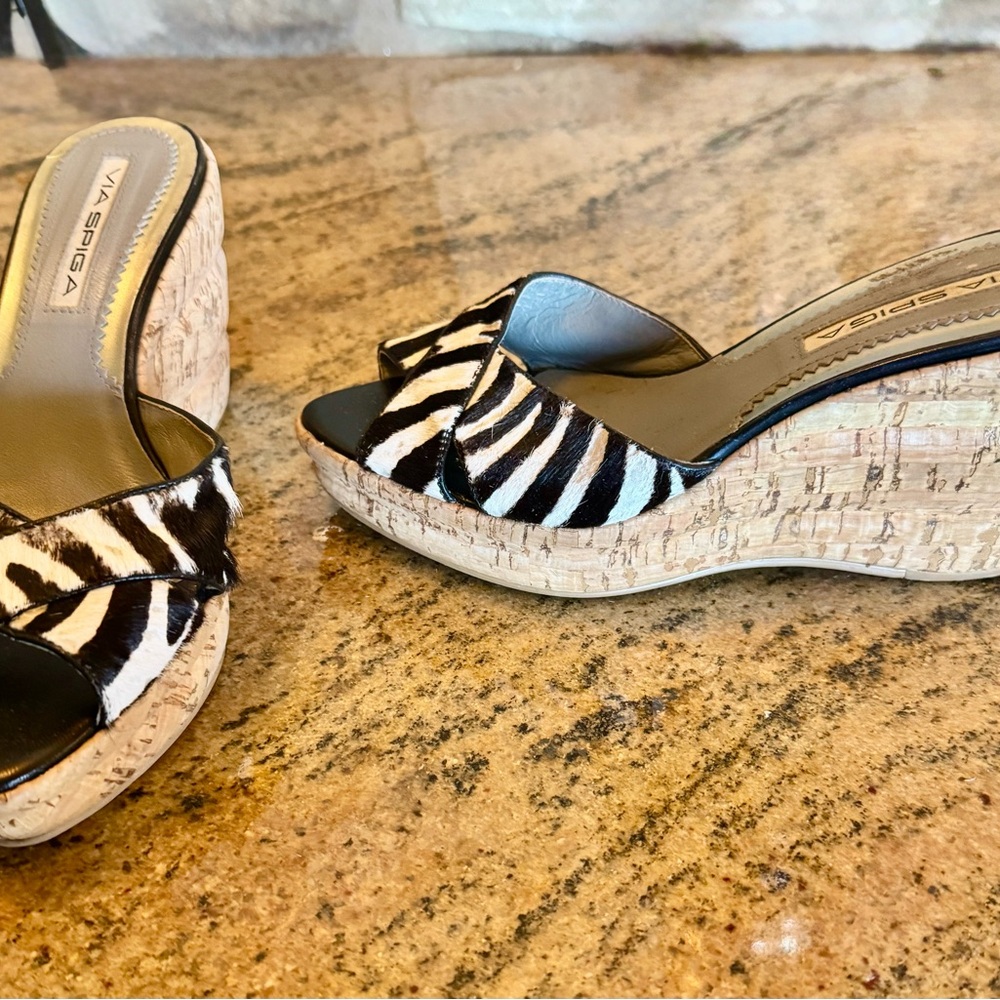 Via Spiga Zebra Pattern Wedges - Picture 2 of 5